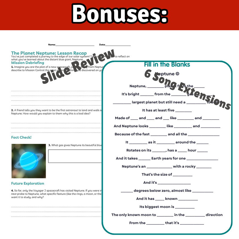 Neptune Science SONG, VIDEO, & Bonus Slides, Worksheets
