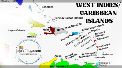 West Indies/ Caribbean Islands Geography Memory SONG, VIDEO, Maps & Bonuses!