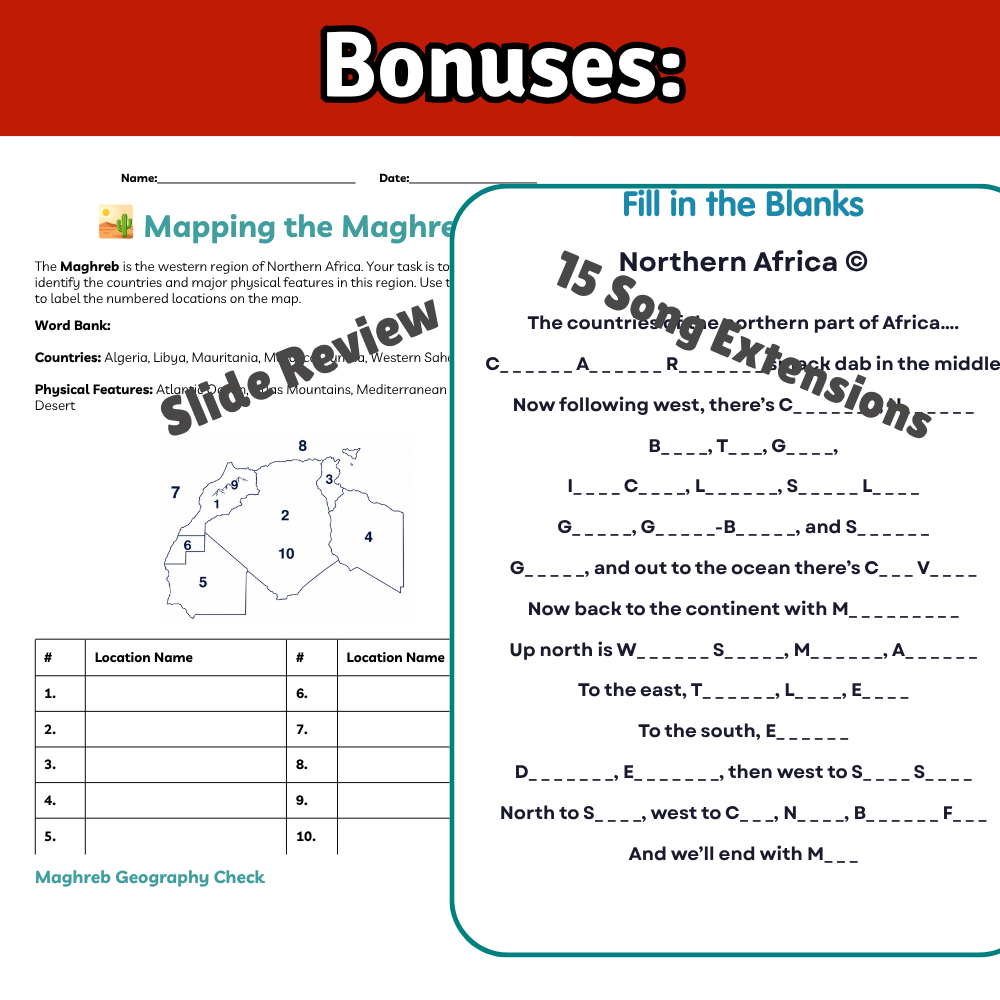 Northern Africa Geography Memory SONG, VIDEO, Maps & Bonuses!