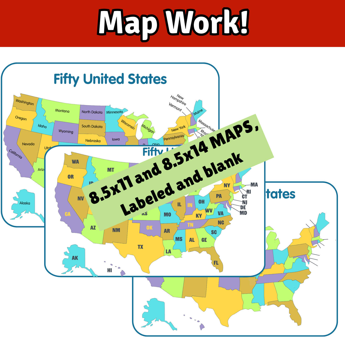 50 United States SONG, VIDEO, MAPS, & Bonus Slides/Activity Sheets