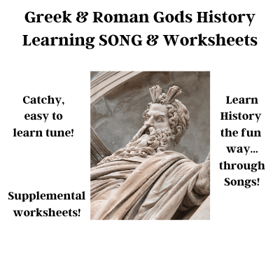 Greek & Roman Gods History Learning SONG & Worksheets