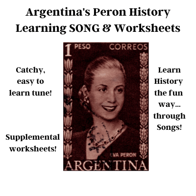 Argentina's Peron History Learning SONG & Worksheets