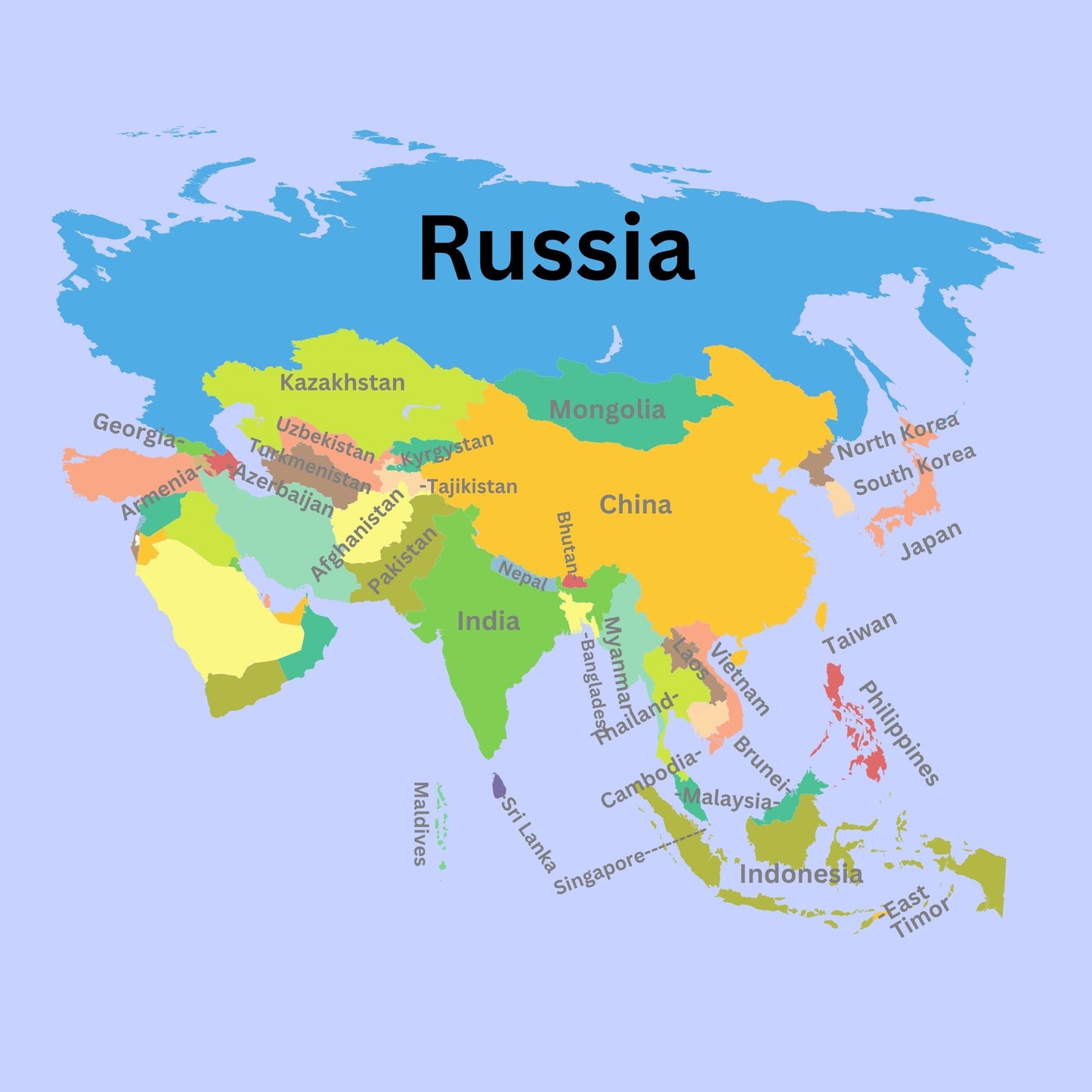 Asia Geography Memory SONG, VIDEO, Maps & Worksheets
