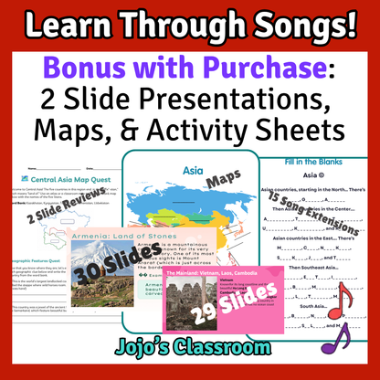 Asia Geography Memory SONG, VIDEO, Maps & Bonuses!