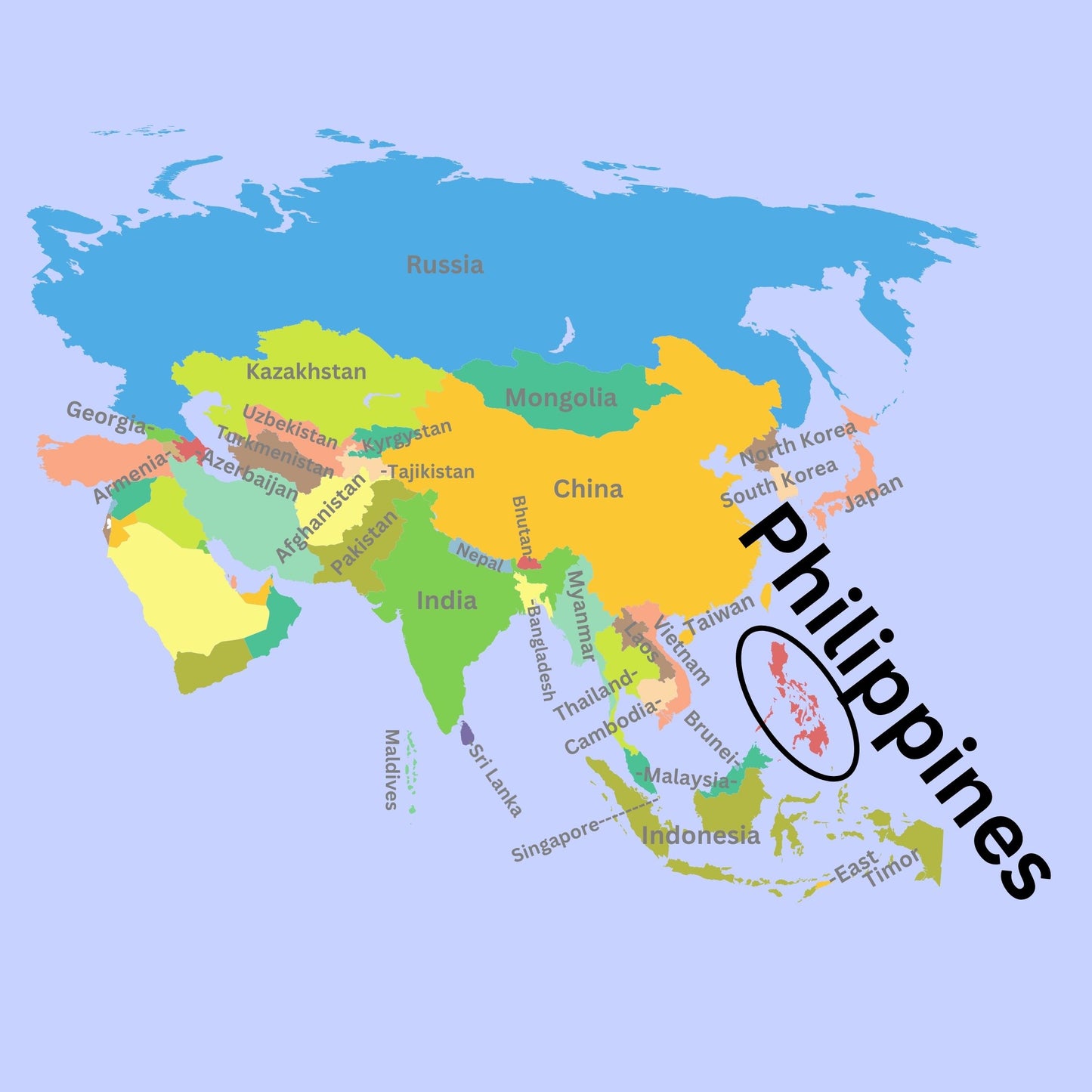 Asia Geography Memory SONG, VIDEO, Maps & Worksheets
