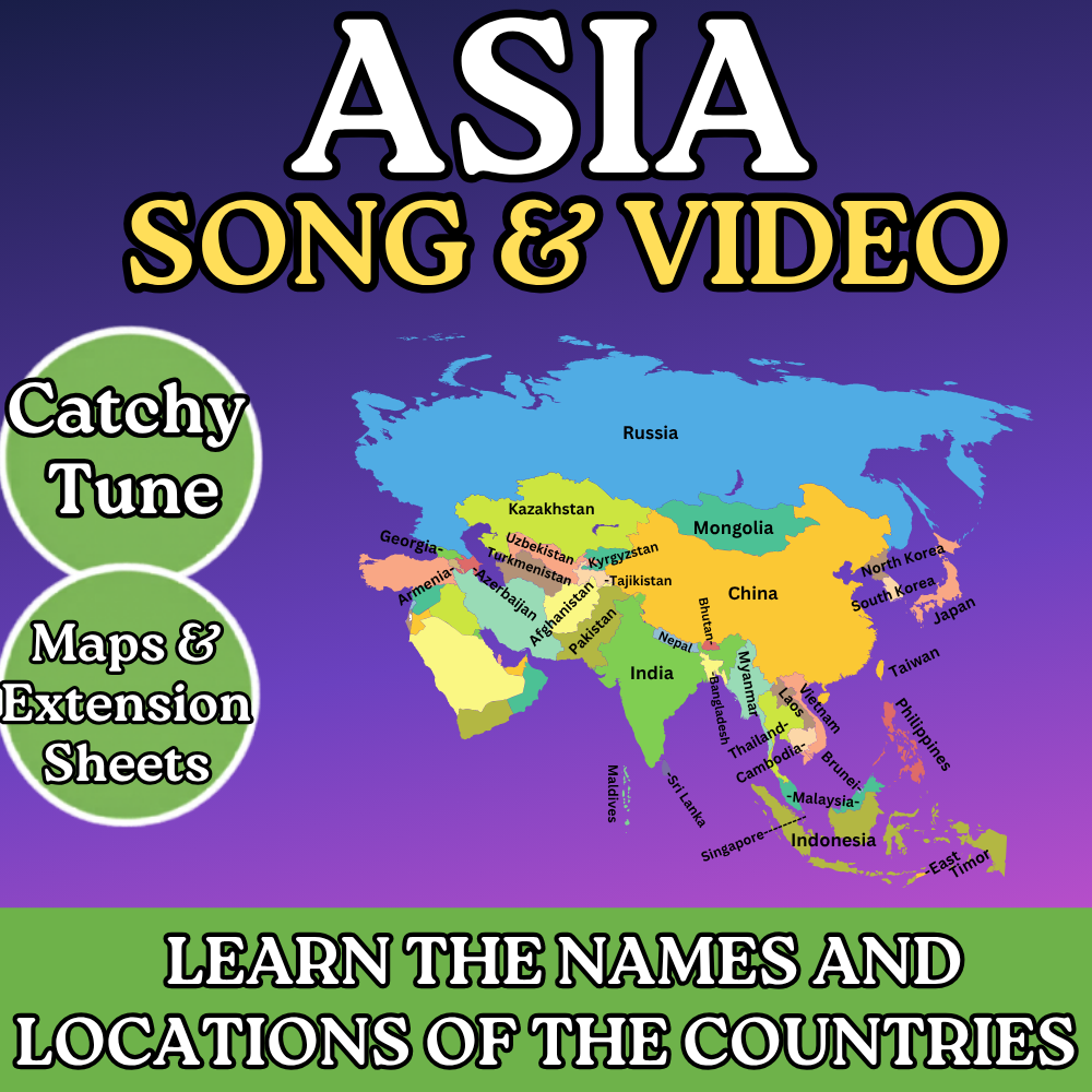 Asia Geography Memory SONG, VIDEO, Maps & Bonuses!