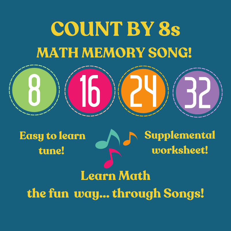 Count By 8s Math Memory SONG & Worksheet