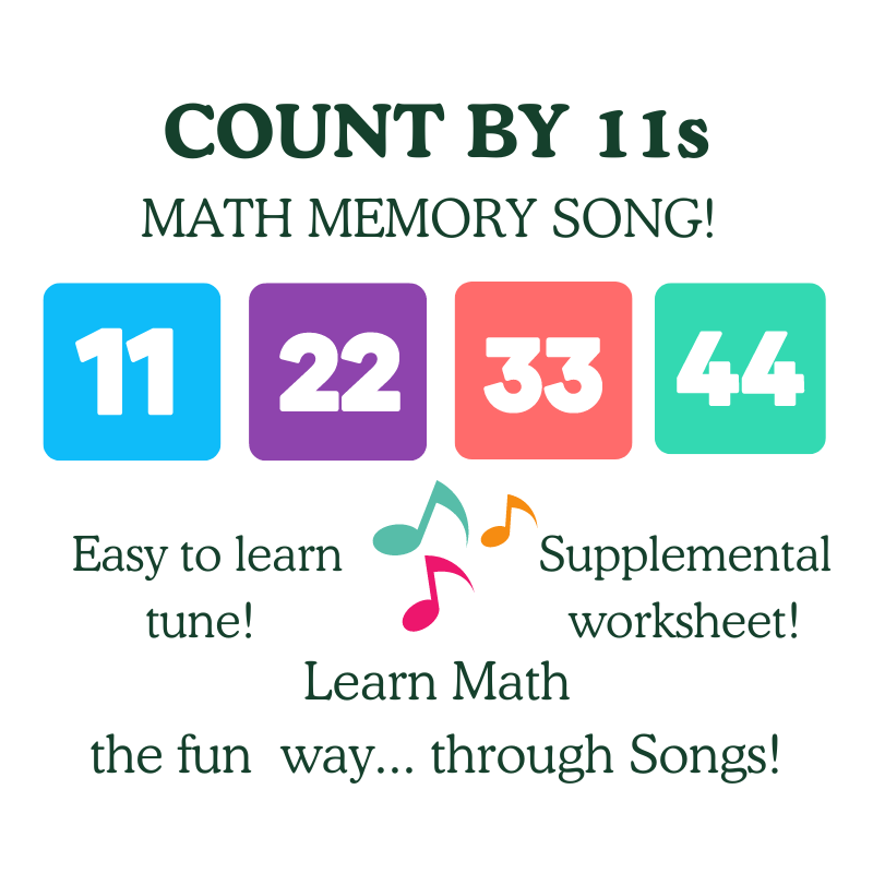 Count By 11s Math Memory SONG & Worksheet