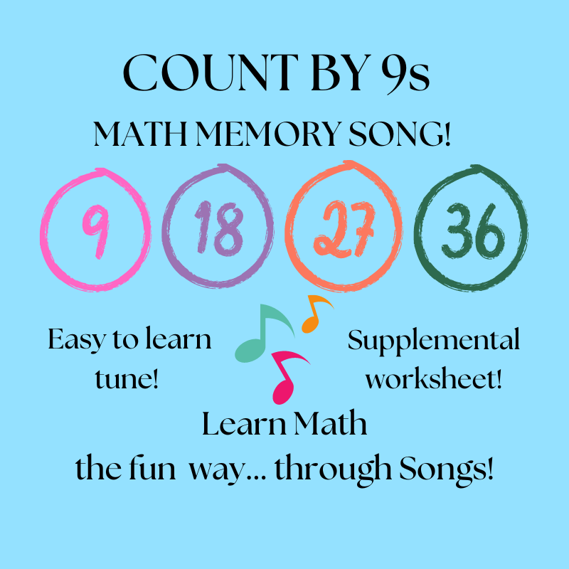 Count By 9s Math Memory SONG & Worksheet