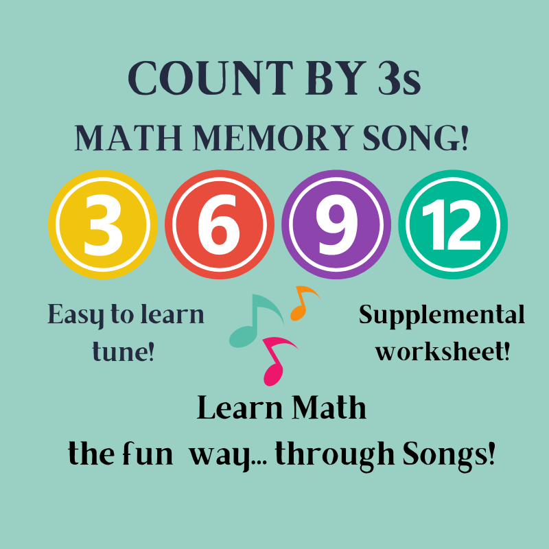Soing Math Count by 3s Math Memory SONG & Worksheet – JojosClassroom