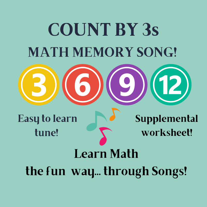 Count by 3s Math Memory SONG & Worksheet