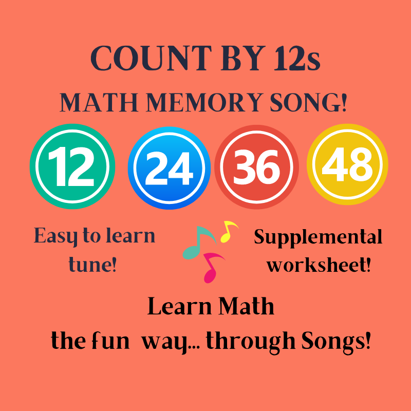 Count By 12s Math Memory SONG & Worksheet