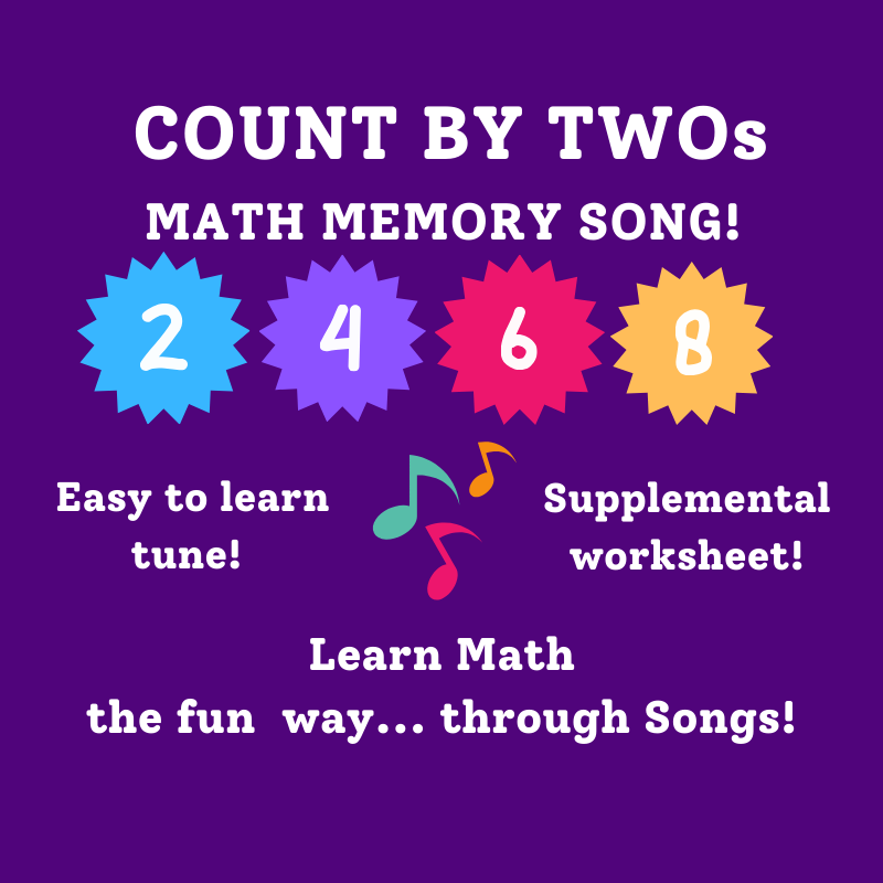 Count By 2s Math Memory SONG & Worksheet