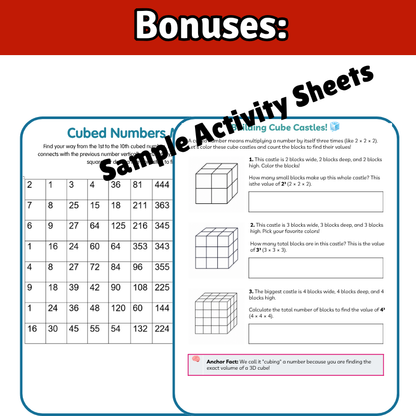CUBED Numbers Math SONG, VIDEO, & Bonus Slides, Extension Sheets