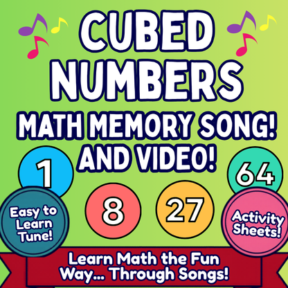 CUBED Numbers Math SONG, VIDEO, & Bonus Slides, Extension Sheets