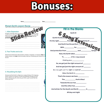 Planet Earth Science SONG, VIDEO, & Bonus Slides, Worksheets
