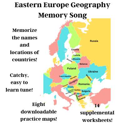 Eastern Europe Geography Memory SONG, Maps, & Worksheets