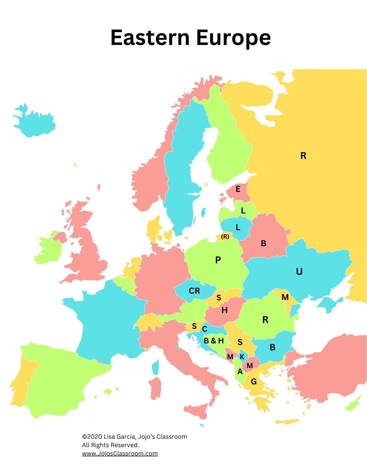 Eastern Europe Geography Memory SONG, VIDEO, Maps & Worksheets