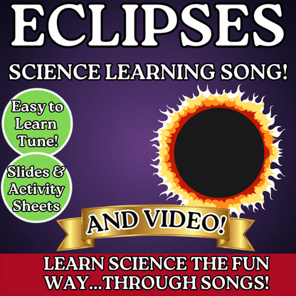Eclipses Science SONG, VIDEO, & Bonus Slides, Worksheets