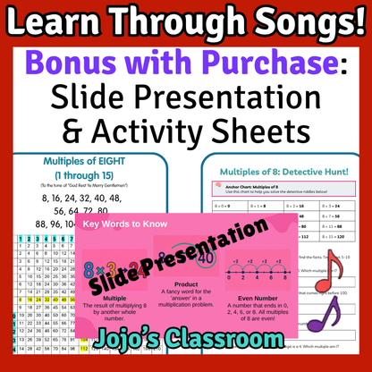 8’s Math SONG, VIDEO, & Bonus Slides, Extension Sheets