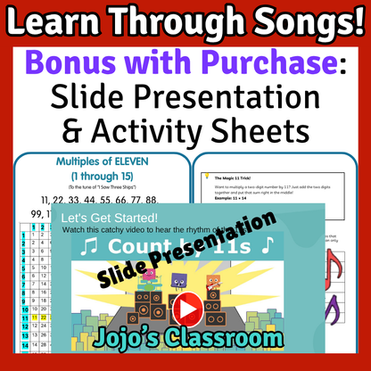 11’s Math SONG, VIDEO, & Bonus Slides, Extension Sheets