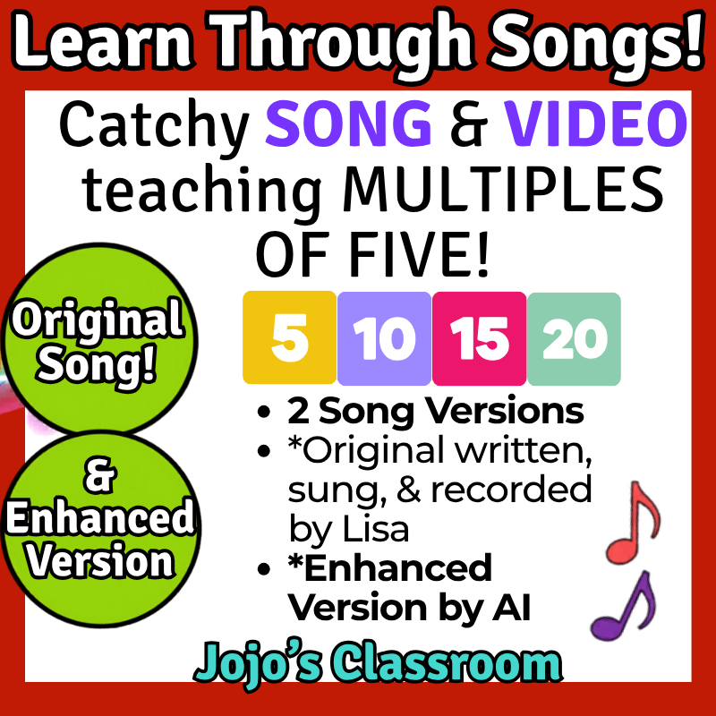 5’s Math SONG, VIDEO, & Bonus Slides, Extension Sheets