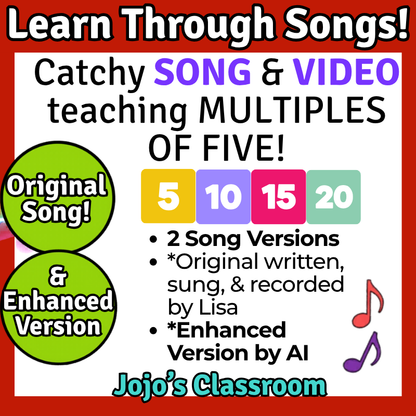 5’s Math SONG, VIDEO, & Bonus Slides, Extension Sheets