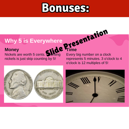 5’s Math SONG, VIDEO, & Bonus Slides, Extension Sheets