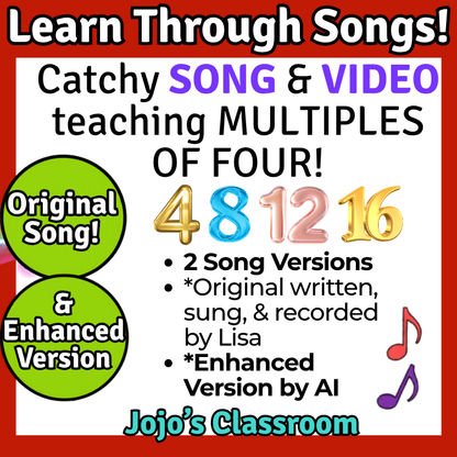 4’s Math SONG, VIDEO, & Bonus Slides, Extension Sheets