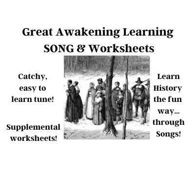 Great Awakening History Learning SONG & Worksheets