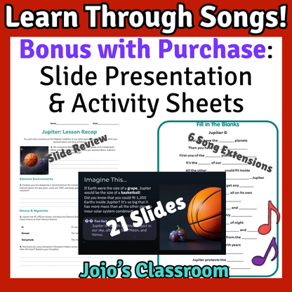 Jupiter Science SONG, VIDEO, & Bonus Slides, Worksheets