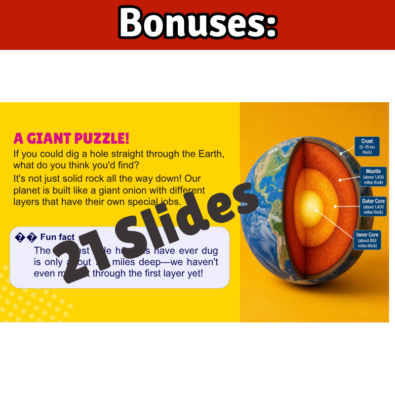 Layers of EARTH Science SONG, VIDEO, & Bonus Slides, Worksheets