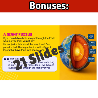 Layers of EARTH Science SONG, VIDEO, & Bonus Slides, Worksheets