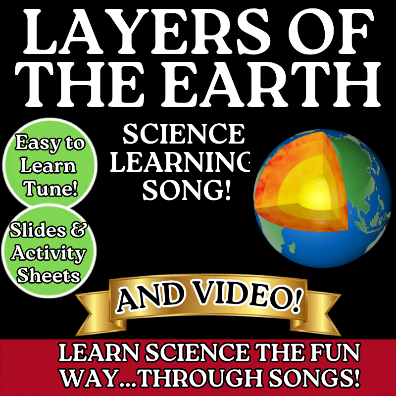 Layers of EARTH Science SONG, VIDEO, & Bonus Slides, Worksheets
