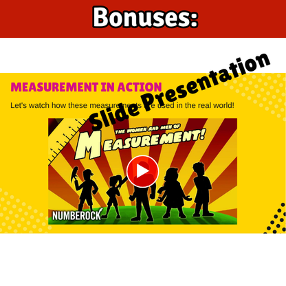 LINEAR MEASUREMENT Math SONG, VIDEO, & Bonus Slides, Extension Sheets