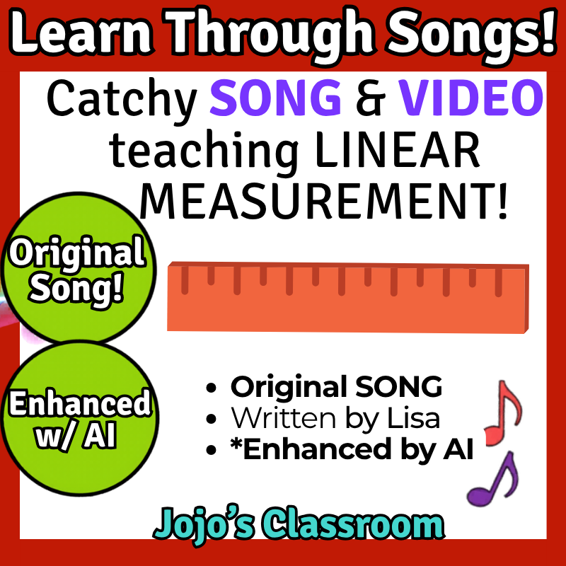 LINEAR MEASUREMENT Math SONG, VIDEO, & Bonus Slides, Extension Sheets