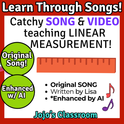 LINEAR MEASUREMENT Math SONG, VIDEO, & Bonus Slides, Extension Sheets