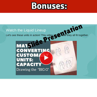 LIQUID MEASUREMENT Math SONG, VIDEO, & Bonus Slides, Extension Sheets