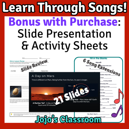 Mars Science SONG, VIDEO, & Bonus Slides, Worksheets