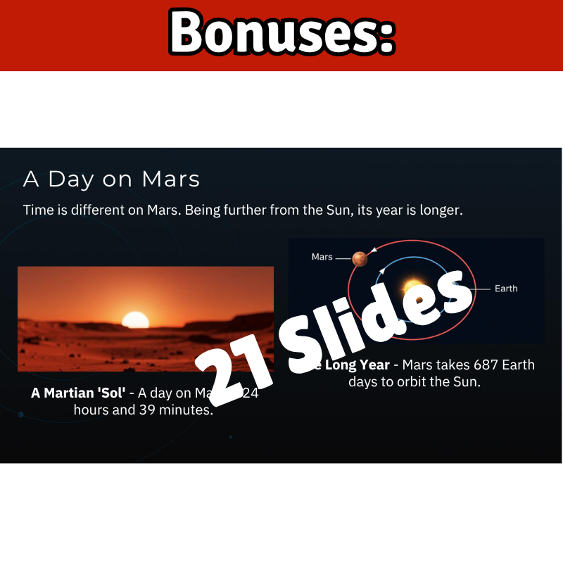 Mars Science SONG, VIDEO, & Bonus Slides, Worksheets