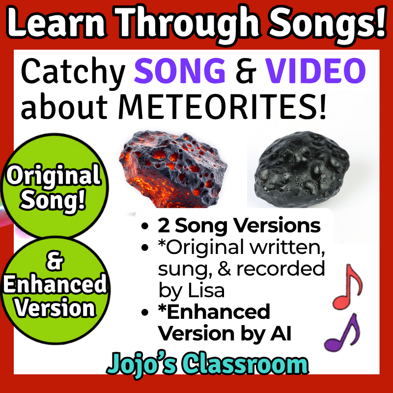 Meteorites Science SONG, VIDEO, & Bonus Slides, Worksheets