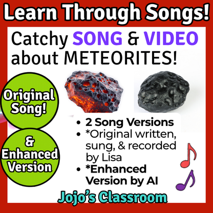 Meteorites Science SONG, VIDEO, & Bonus Slides, Worksheets