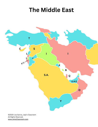 Middle East Geography Memory SONG, VIDEO, Maps & Worksheets