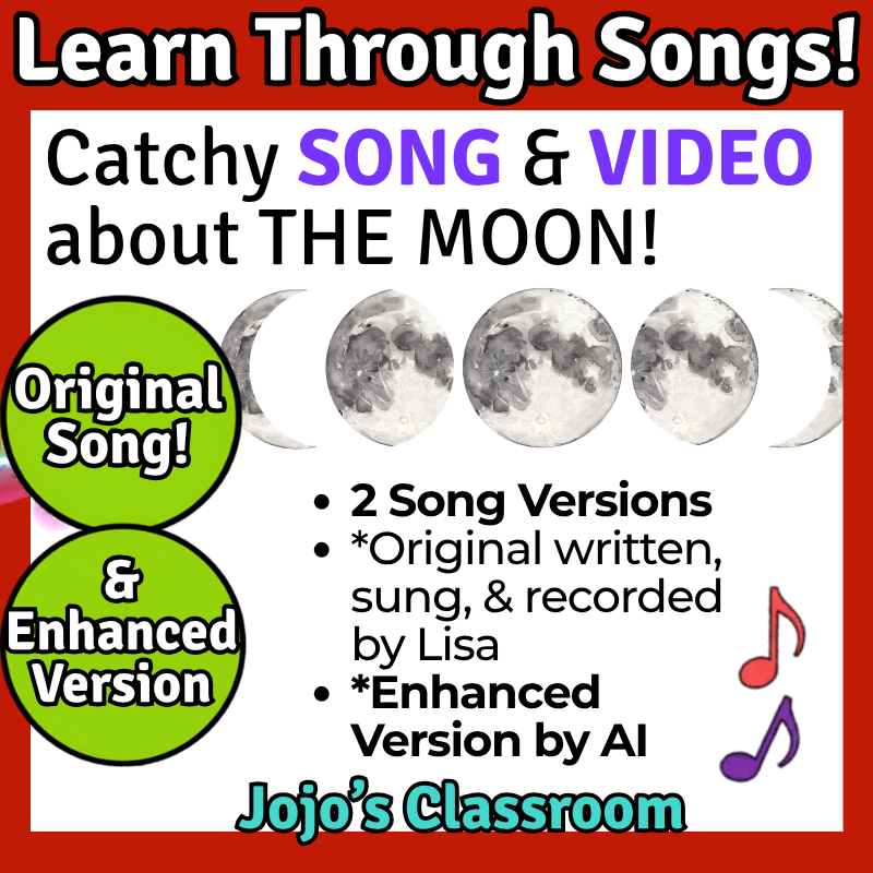 The Moon Science SONG, VIDEO, & Bonus Slides, Worksheets