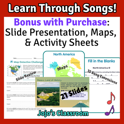 North America Geography Memory SONG, VIDEO, Maps & Bonuses