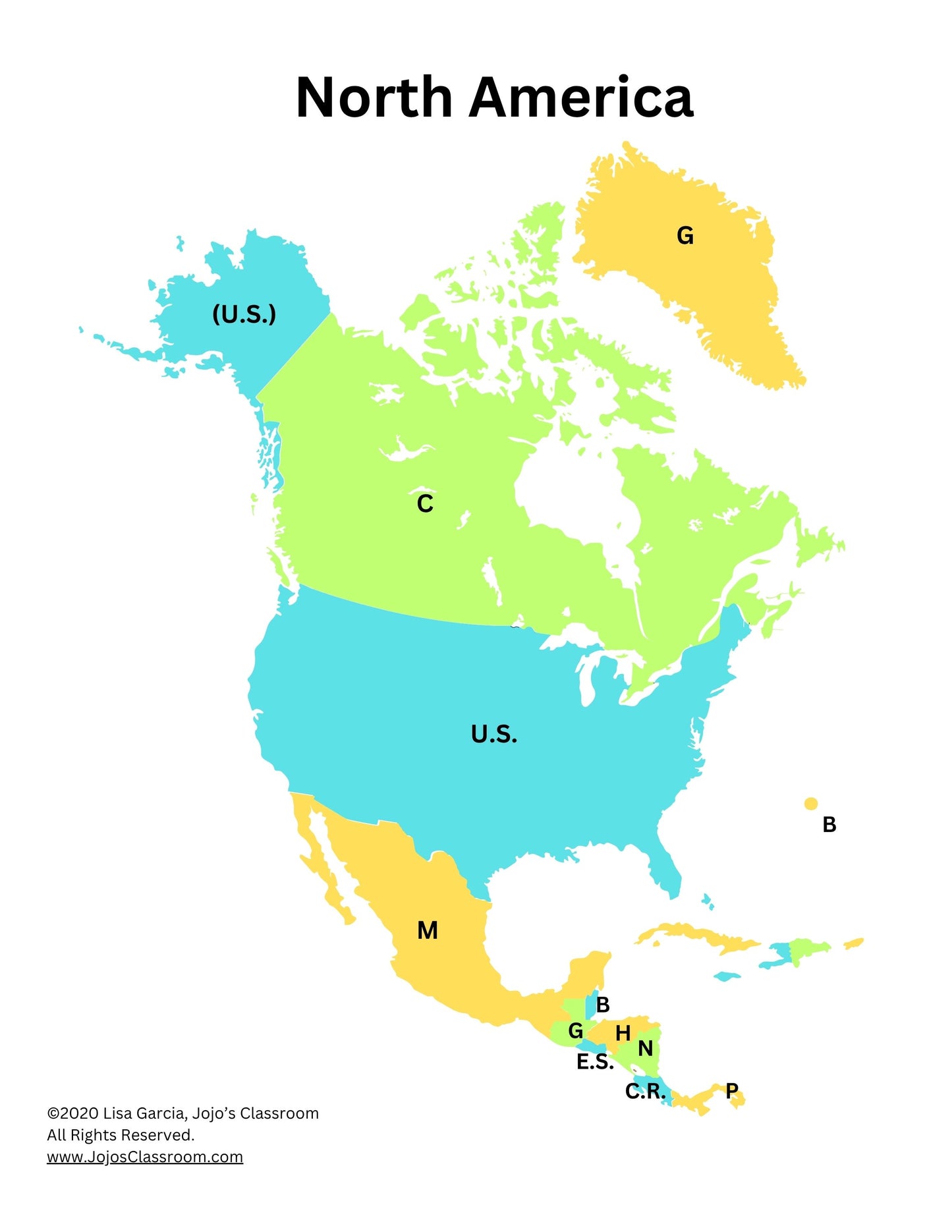 North America Geography Memory SONG, VIDEO, Maps & Worksheets