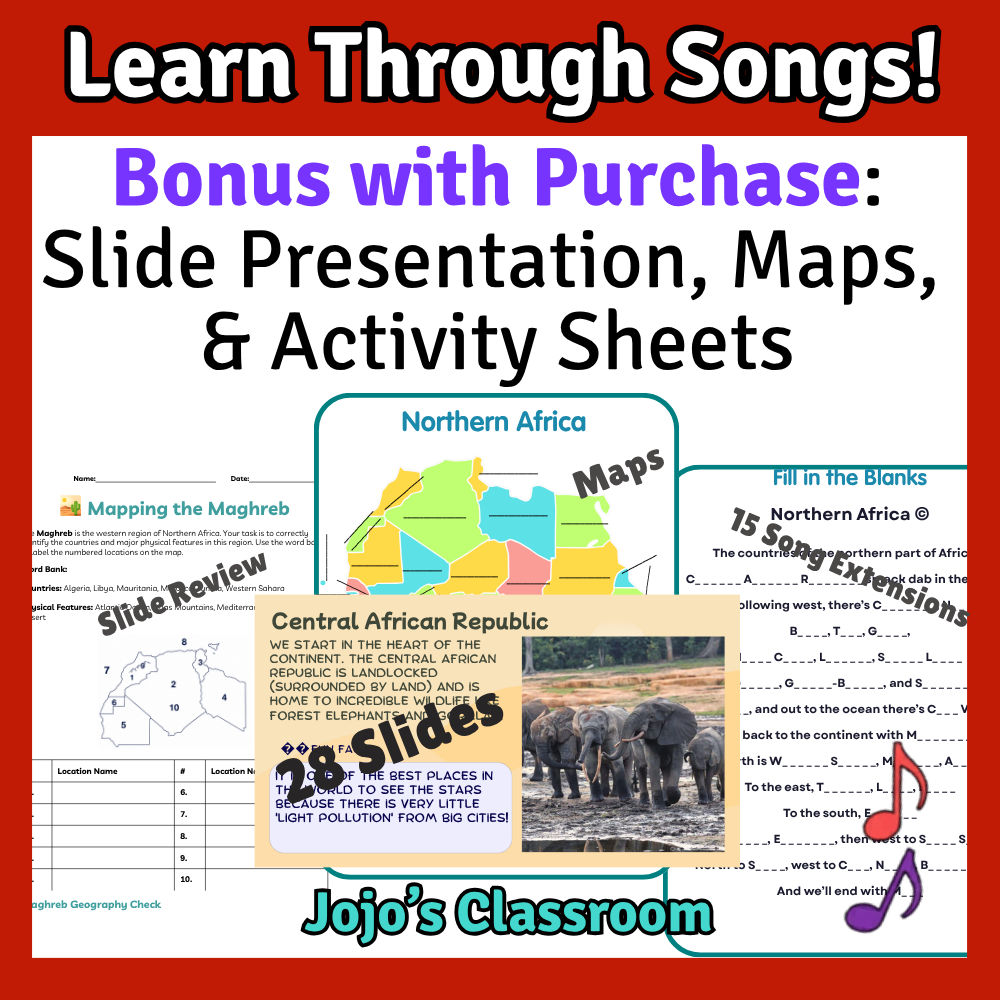 Northern Africa Geography Memory SONG, VIDEO, Maps & Bonuses!
