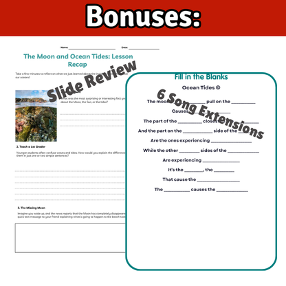 Ocean Tides Science SONG, VIDEO, & Bonus Slides, Worksheets
