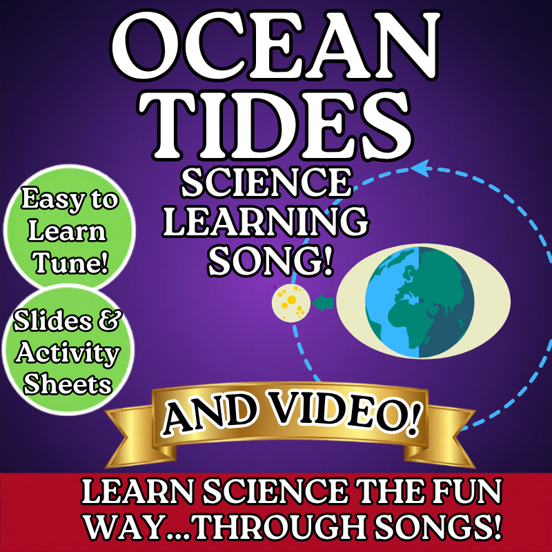 Ocean Tides Science SONG, VIDEO, & Bonus Slides, Worksheets