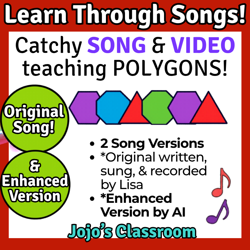 Polygons Math SONG, VIDEO, & Bonus Slides, Extension Sheets